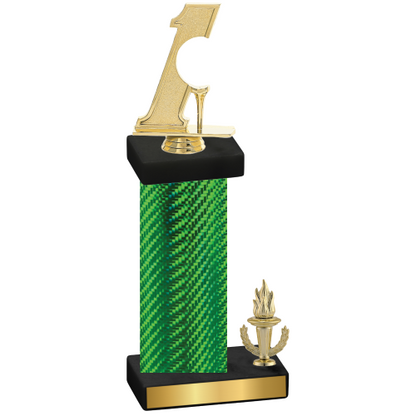 Accented Single Green Carbon Fiber Victory Golf Trophy