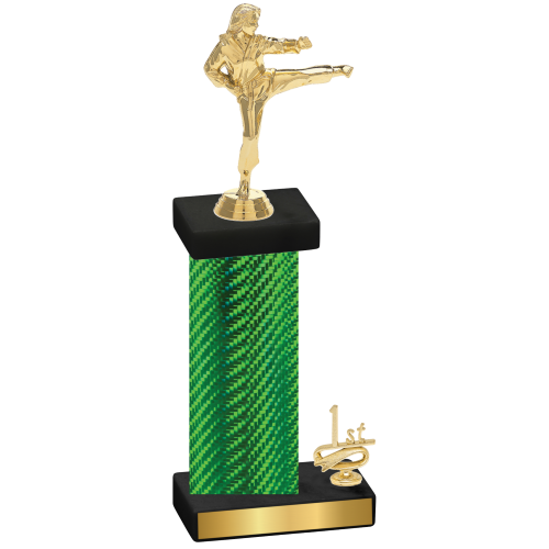 Accented Single Green Carbon Fiber First Place Karate Trophy