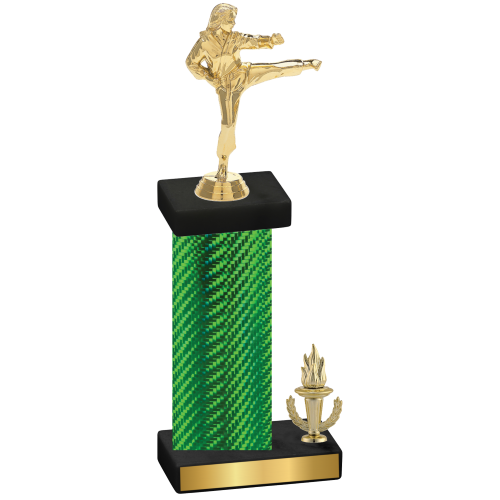 Accented Single Green Carbon Fiber Victory Karate Trophy