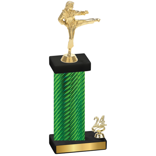 Accented Single Green Carbon Fiber Year Karate Trophy