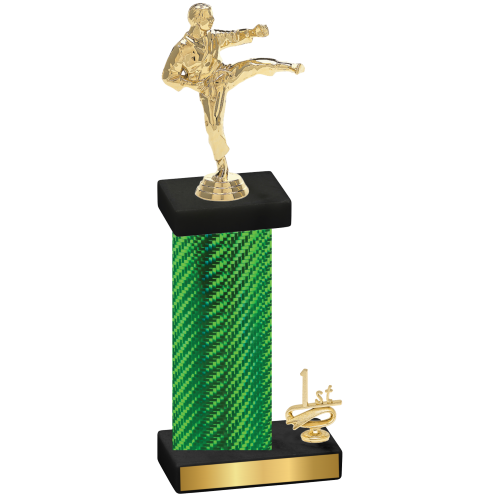 Accented Single Green Carbon Fiber First Place Karate Trophy
