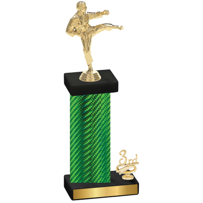 Accented Single Green Carbon Fiber Third Place Karate Trophy