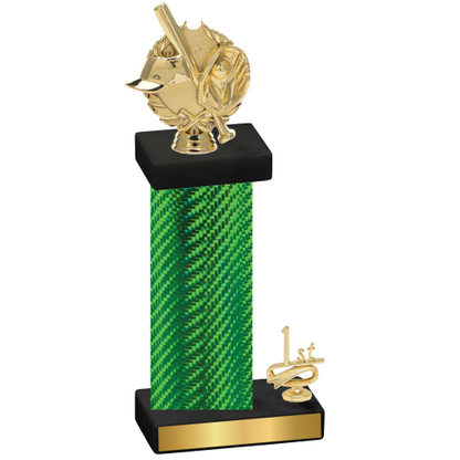 Accented Single Green Carbon Fiber First Place Baseball Trophy