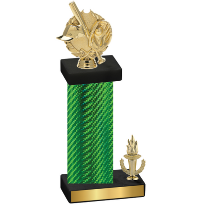 Accented Single Green Carbon Fiber Victory Baseball Trophy