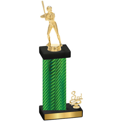 Accented Single Green Carbon Fiber Third Place Softball Trophy