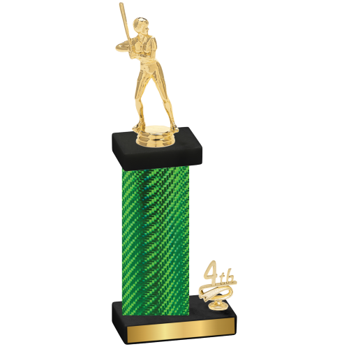 Accented Single Green Carbon Fiber Fourth Place Softball Trophy