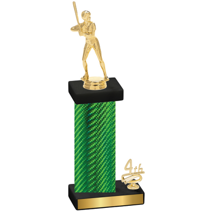 Accented Single Green Carbon Fiber Fourth Place Softball Trophy
