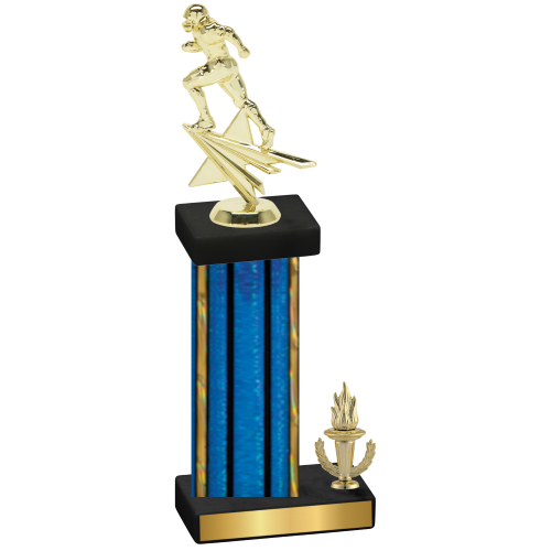 Accented Single Blue Glacier Victory Football Trophy