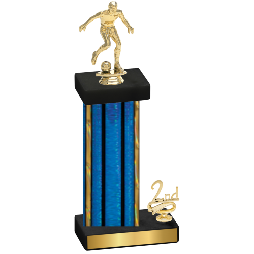 Accented Single Blue Glacier Second Place Soccer Trophy