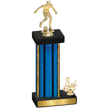 Accented Single Blue Glacier Third Place Soccer Trophy