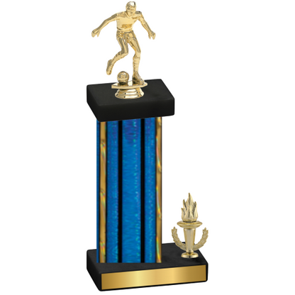 Accented Single Blue Glacier Victory Soccer Trophy