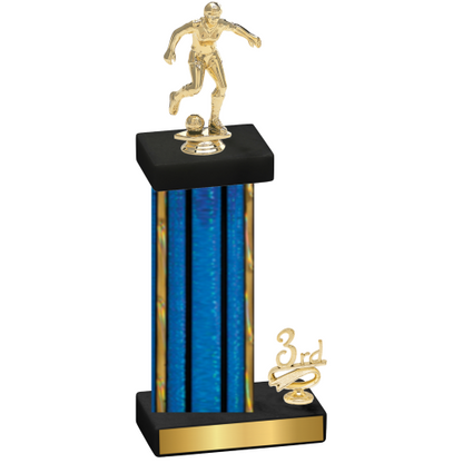 Accented Single Blue Glacier Third Place Soccer Trophy