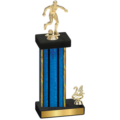 Accented Single Blue Glacier Year Soccer Trophy