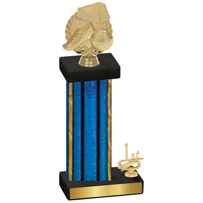 Accented Single Blue Glacier First Place Soccer Trophy