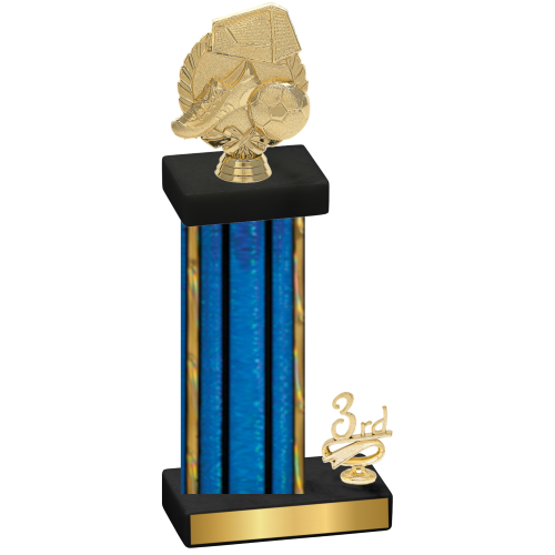 Accented Single Blue Glacier Third Place Soccer Trophy