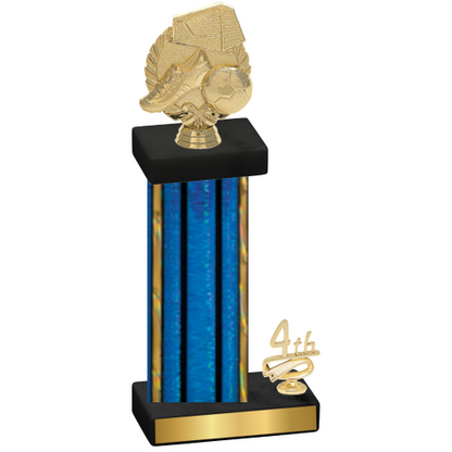 Accented Single Blue Glacier Fourth Place Soccer Trophy