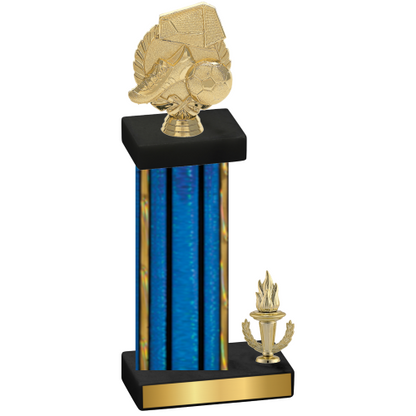 Accented Single Blue Glacier Victory Soccer Trophy