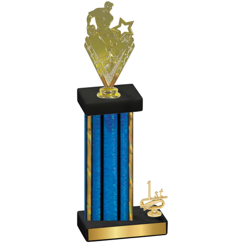 Accented Single Blue Glacier First Place Rugby Trophy