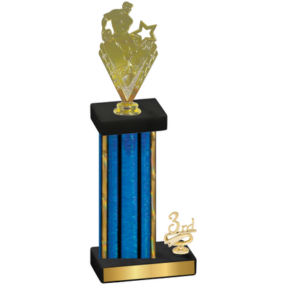 Accented Single Blue Glacier Third Place Rugby Trophy