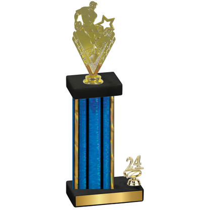 Accented Single Blue Glacier Year Rugby Trophy