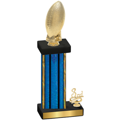 Accented Single Blue Glacier Third Place Football Trophy