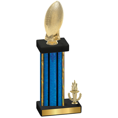 Accented Single Blue Glacier Victory Football Trophy