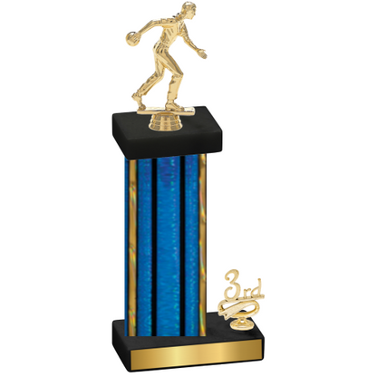 Accented Single Blue Glacier Third Place Bowling Trophy
