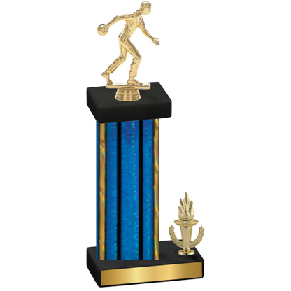 Accented Single Blue Glacier Victory Bowling Trophy