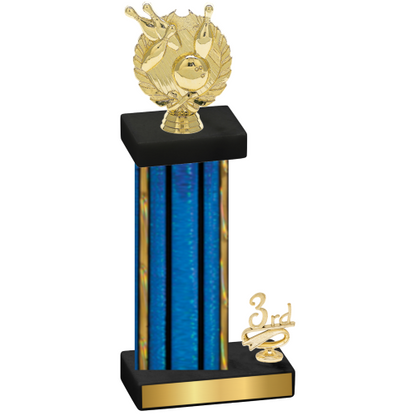 Accented Single Blue Glacier Third Place Bowling Trophy