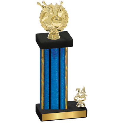 Accented Single Blue Glacier Year Bowling Trophy