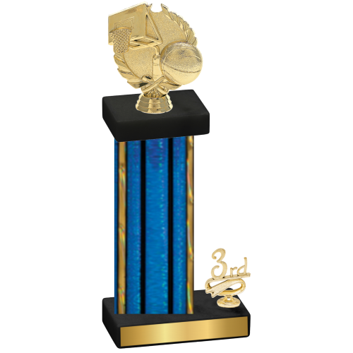 Accented Single Blue Glacier Third Place Basketball Trophy