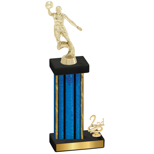 Accented Single Blue Glacier Second Place Basketball Trophy