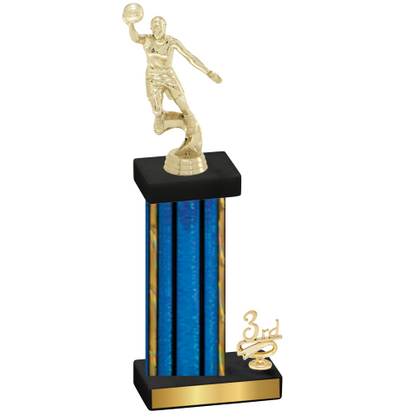 Accented Single Blue Glacier Third Place Basketball Trophy