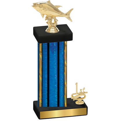 Accented Single Blue Glacier First Place Fishing Trophy