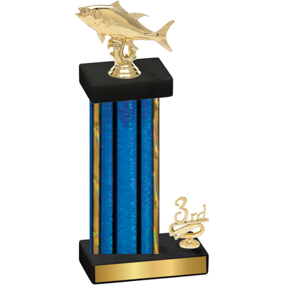 Accented Single Blue Glacier Third Place Fishing Trophy