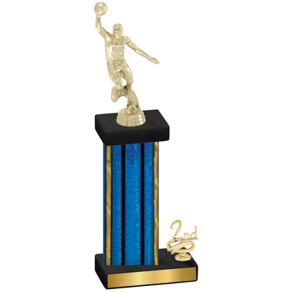 Accented Single Blue Glacier Second Place Basketball Trophy