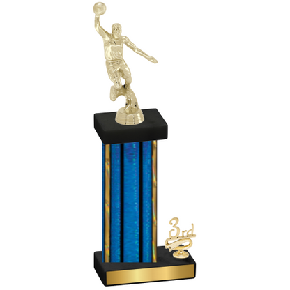 Accented Single Blue Glacier Third Place Basketball Trophy