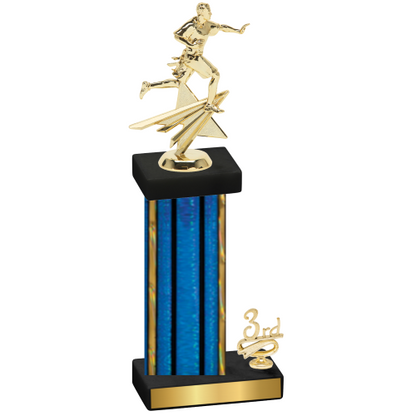 Accented Single Blue Glacier Third Place Flag Football Trophy
