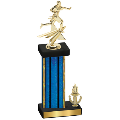 Accented Single Blue Glacier Victory Flag Football Trophy