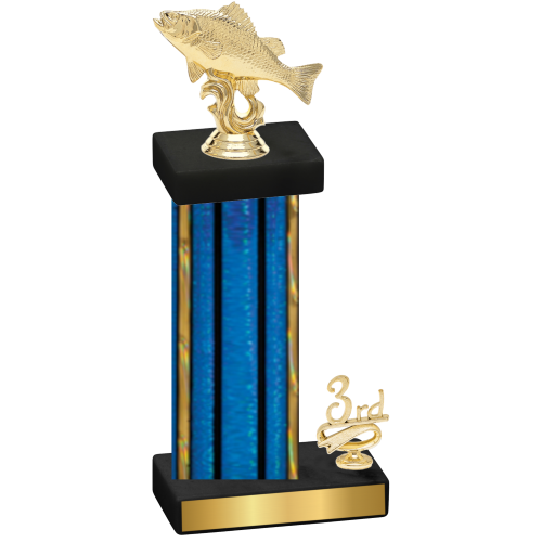 Accented Single Blue Glacier Third Place Fishing Trophy