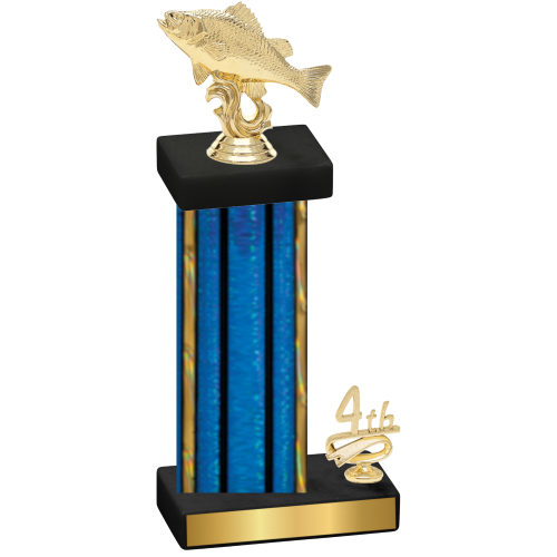 Accented Single Blue Glacier Fourth Place Fishing Trophy