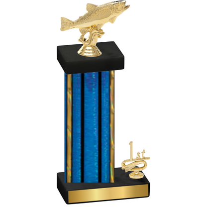 Accented Single Blue Glacier First Place Fishing Trophy