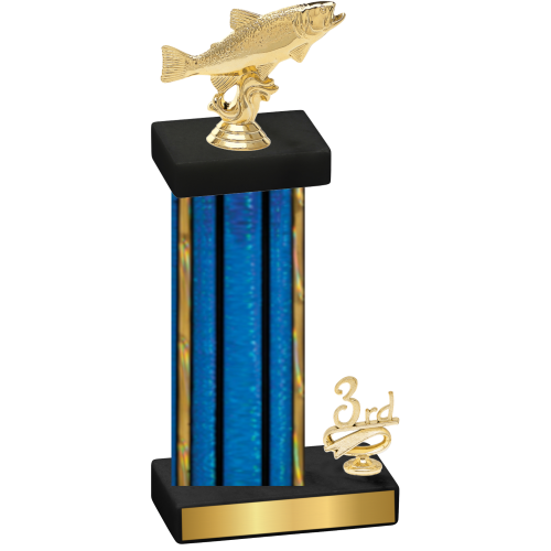 Accented Single Blue Glacier Third Place Fishing Trophy