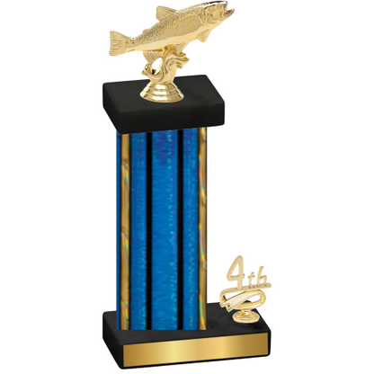 Accented Single Blue Glacier Fourth Place Fishing Trophy