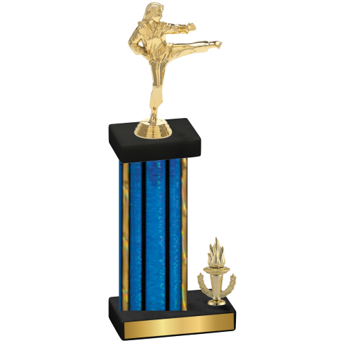 Accented Single Blue Glacier Victory Karate Trophy