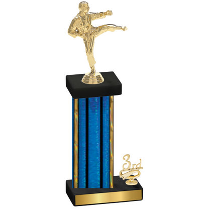 Accented Single Blue Glacier Third Place Karate Trophy
