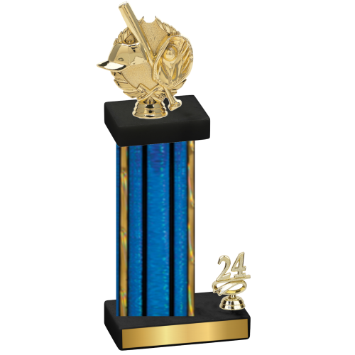 Accented Single Blue Glacier Year Baseball Trophy