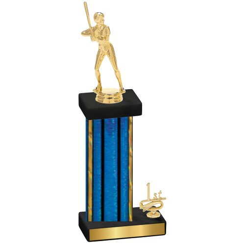 Accented Single Blue Glacier First Place Softball Trophy