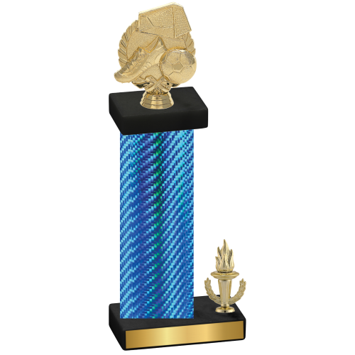 Accented Single Blue Carbon Fiber Victory Soccer Trophy