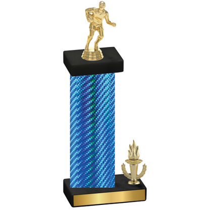 Accented Single Blue Carbon Fiber Victory Rugby Trophy